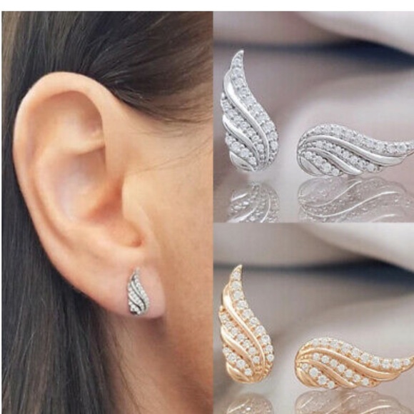 Jewelry - NEW Angel Wings 925 Silver Stud Earrings